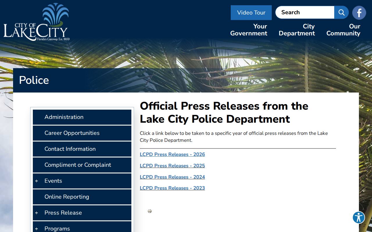 Lake City selected police arrest release archive in Columbia County